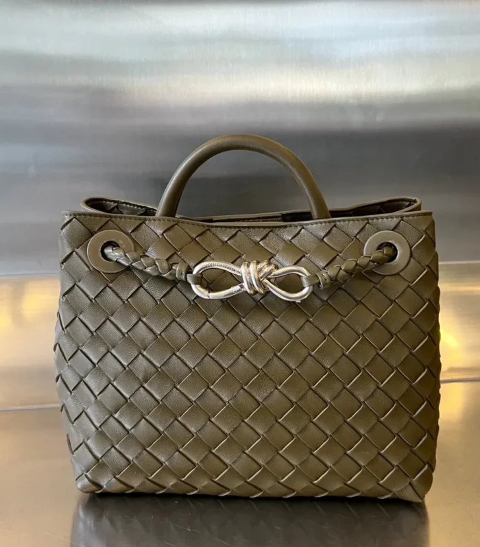 Bv Small Andiamo 25Cm Dark Olive Lambskin