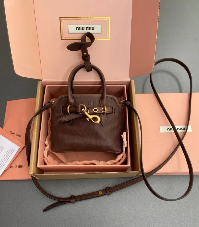 AVENTURE BAG 13 IN CRATER BROWN SHINY CALFSKIN