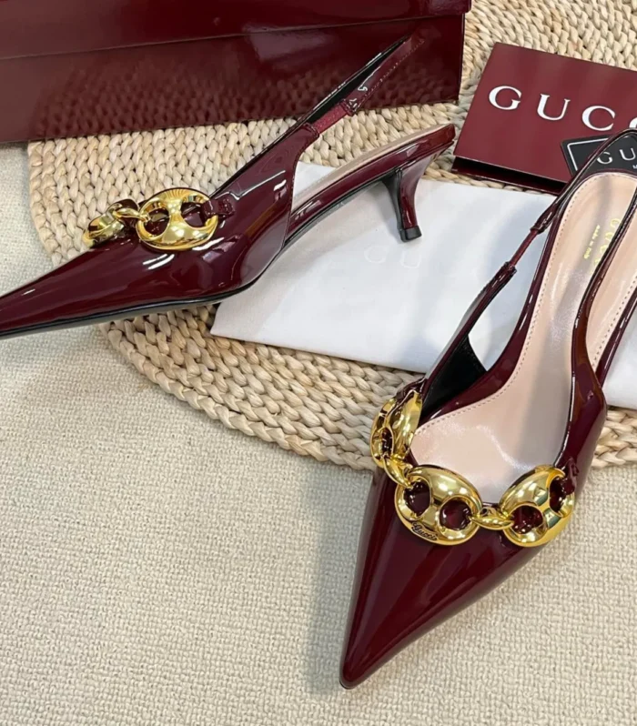 GC Slingbacks With Marina Chain 50mm Red Patent Leather 294582