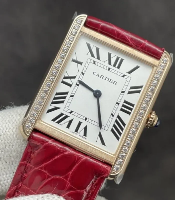 TANK LOUIS DE CARTIER QUARTZ GOLD CASE DIAMOND BEZEL