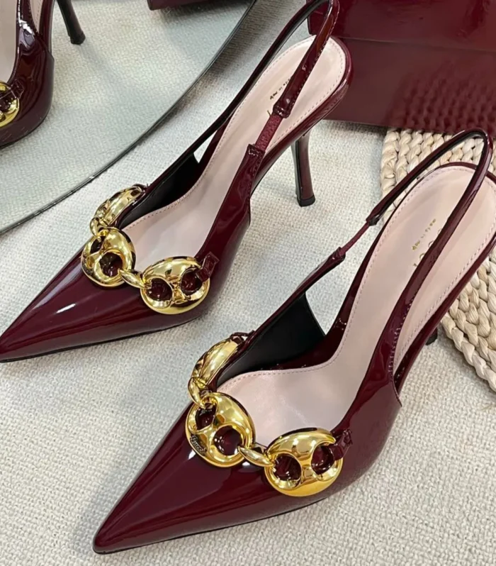 GC Slingbacks With Marina Chain 100mm Red Patent Leather 294585