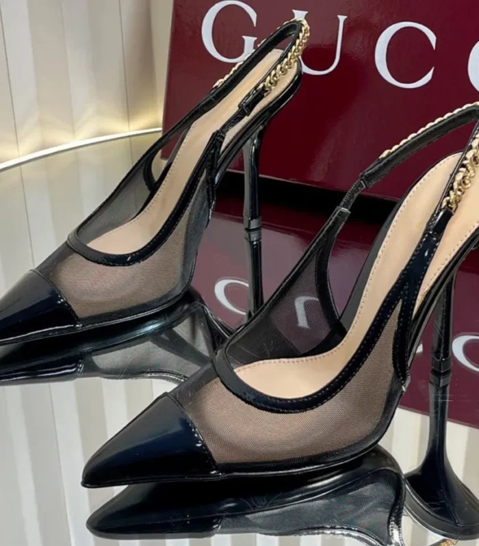 GC Signoria Slingback Pump Black Mesh Sheepskin 294519
