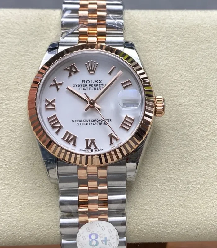 Datejust 31mm Pink Gold Steel White Dial