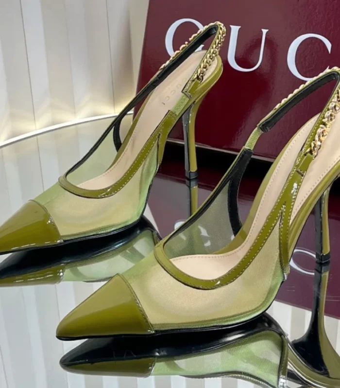 GC Signoria Slingback Pump Avocado Green Mesh Sheepskin 294522