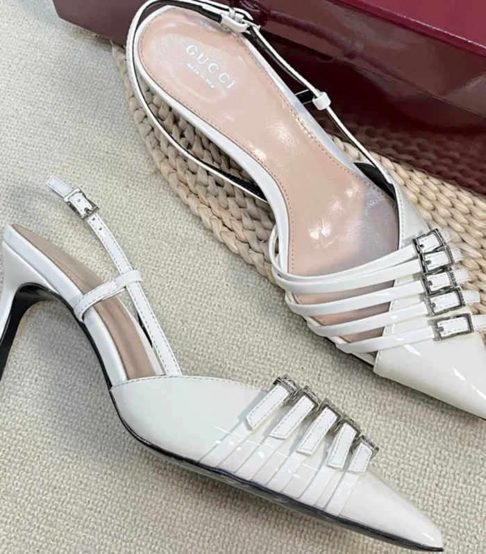 GC Regent Buckles Slingback White Leather 294604