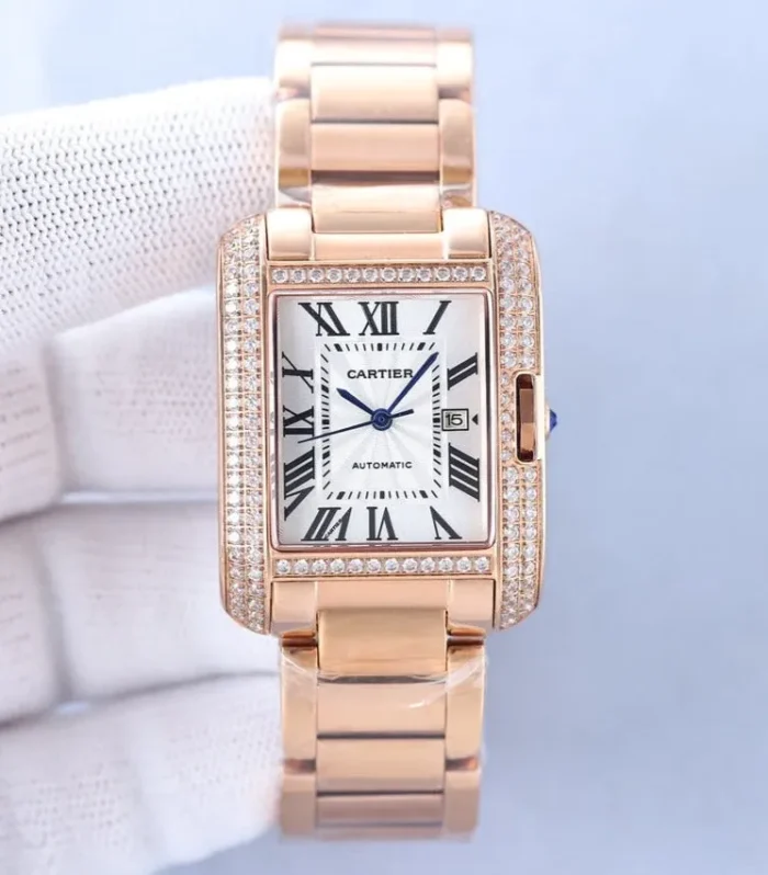 TANK ANGLAISE 30 PINK GOLD DIAMOND BEZEL