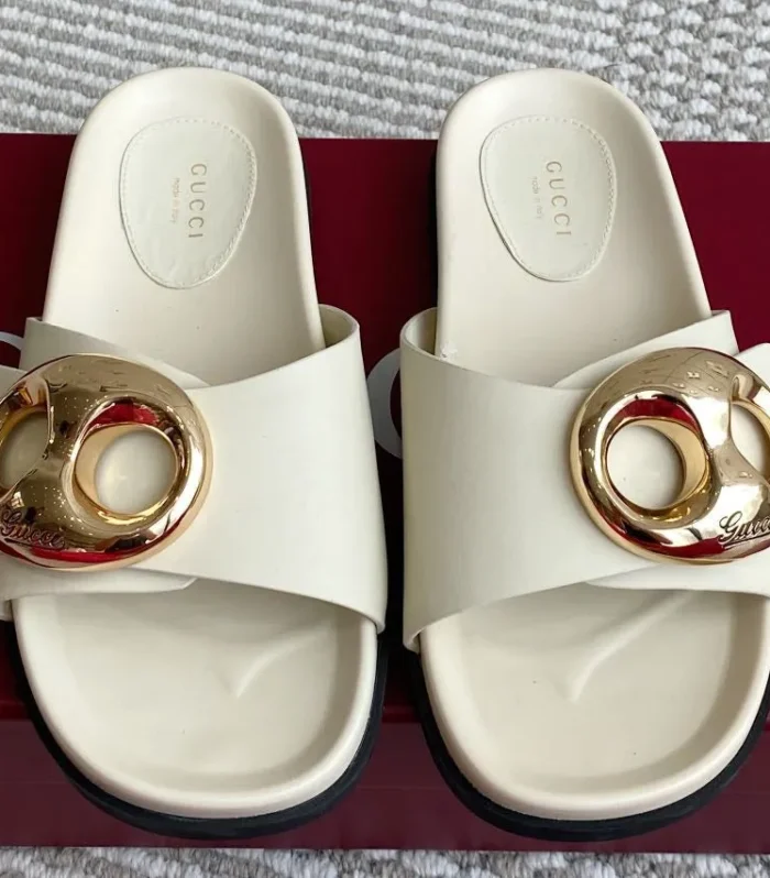 GC Marina Chain Slide Sandal White Cowhide 291038