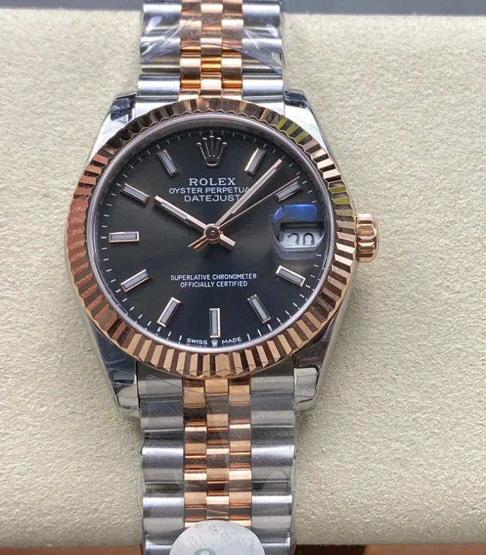 Datejust 31mm Pink Gold Steel Dark Grey Dial