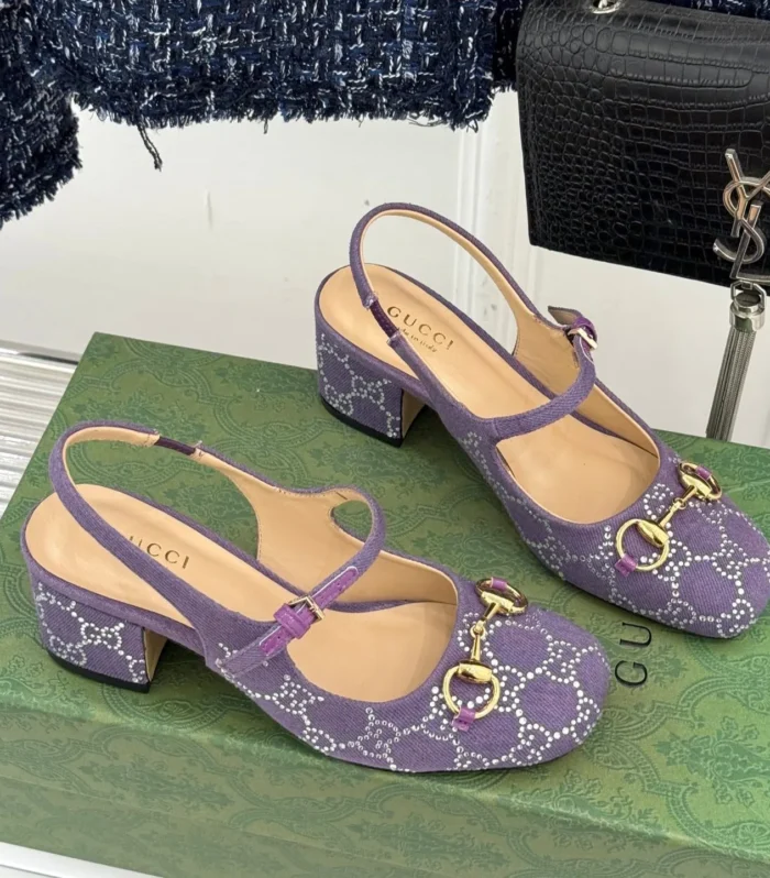 GC Horsebit Slingback Pump Purple Denim 412734