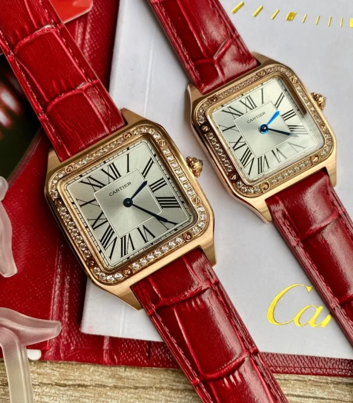 SANTOS DUMONT QUARTZ ROSE GOLD CASE DIAMOND BEZEL