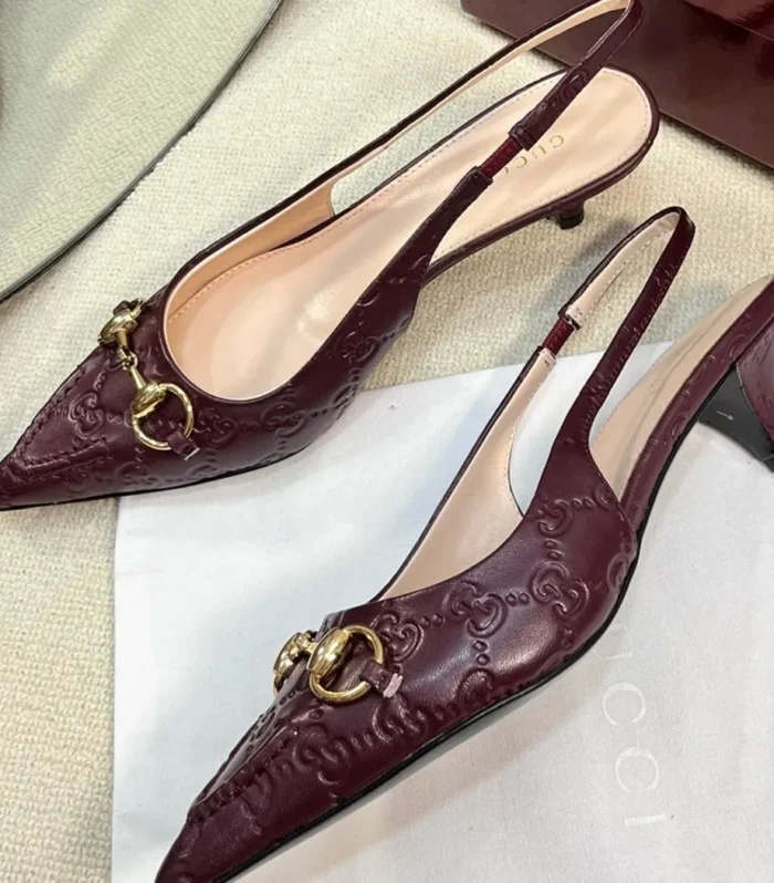GC Horsebit Slingback Pump 50mm Rosso Ancora red  Embossed Sheepskin 294575