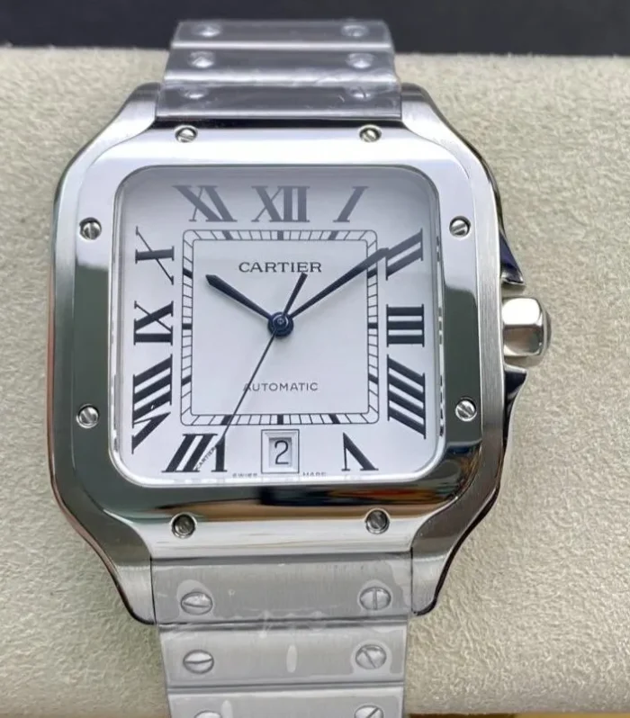 SANTOS DE CARTIE LARGE STEEL CASE WHITE DIAL