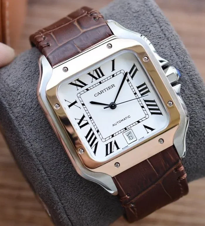 SANTOS DE CARTIE 39MM GOLD STEEL CASE LEATHER STRAP