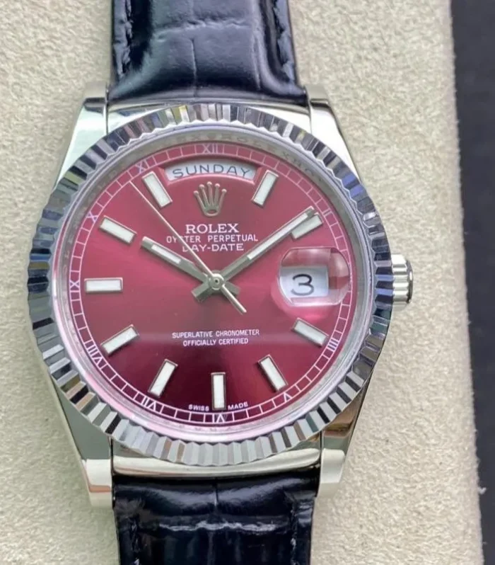 DAY-DATE 41MM STAINLESS STEEL RED DIAL