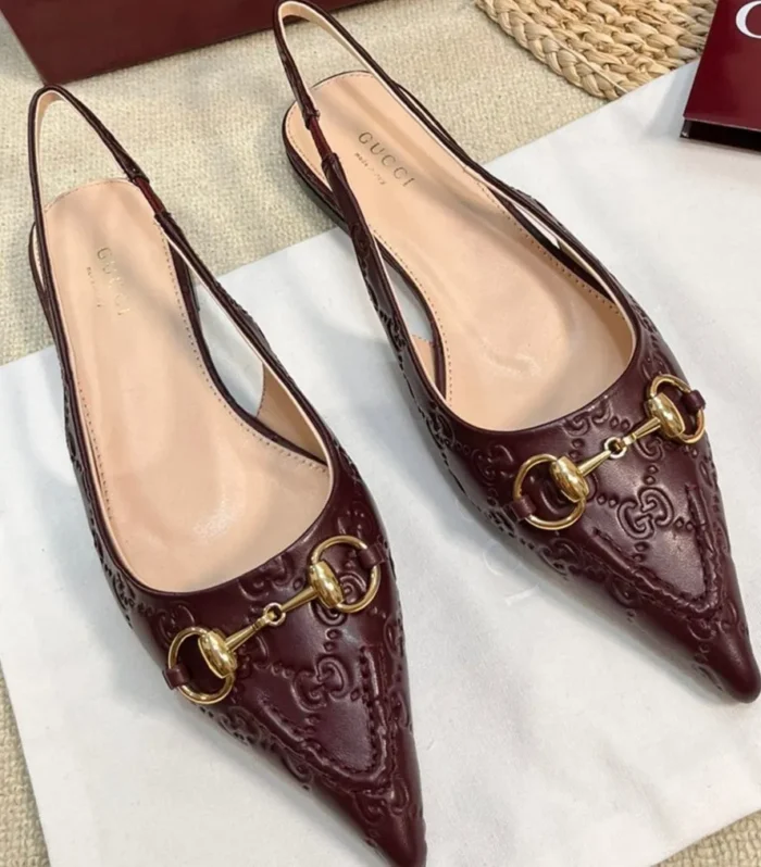GC Horsebit Slingback Pump 10mm Rosso Ancora red  Embossed Sheepskin 294571