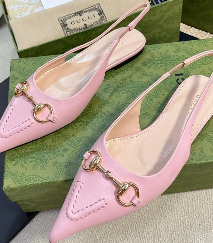 GC Horsebit Slingback Pump 10mm Pink Sheepskin 294555