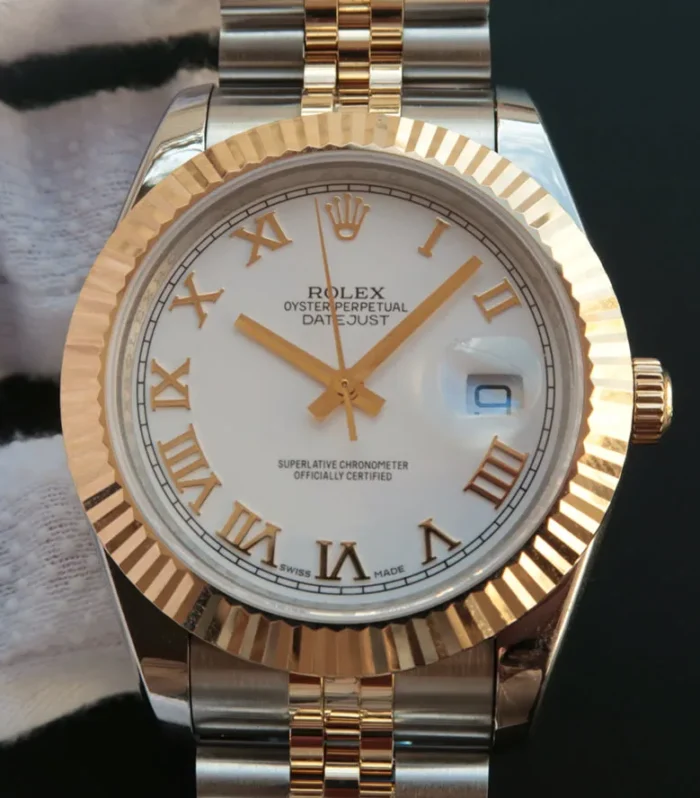 DATEJUST II GOLD STEEL WHITE DIAL ARABIC NUMERALS