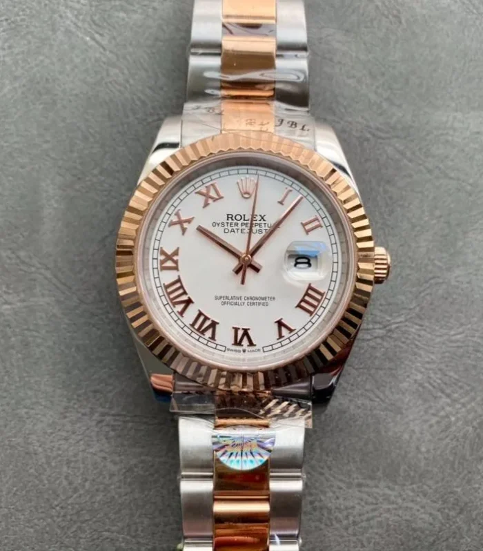 DATEJUST II GOLD STEEL WHITE DIAL ARABIC NUMERALS OYSTER BRACELET