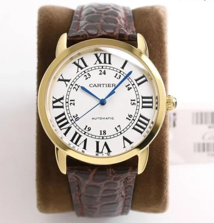 RONDE SOLO DE CARTIE WHITE DIAL BLACK LEATHER