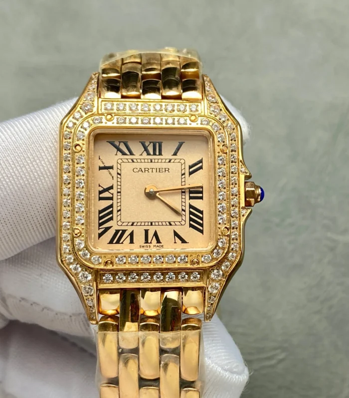 Panthere 27mm Pink Gold Case Diamond Bezel