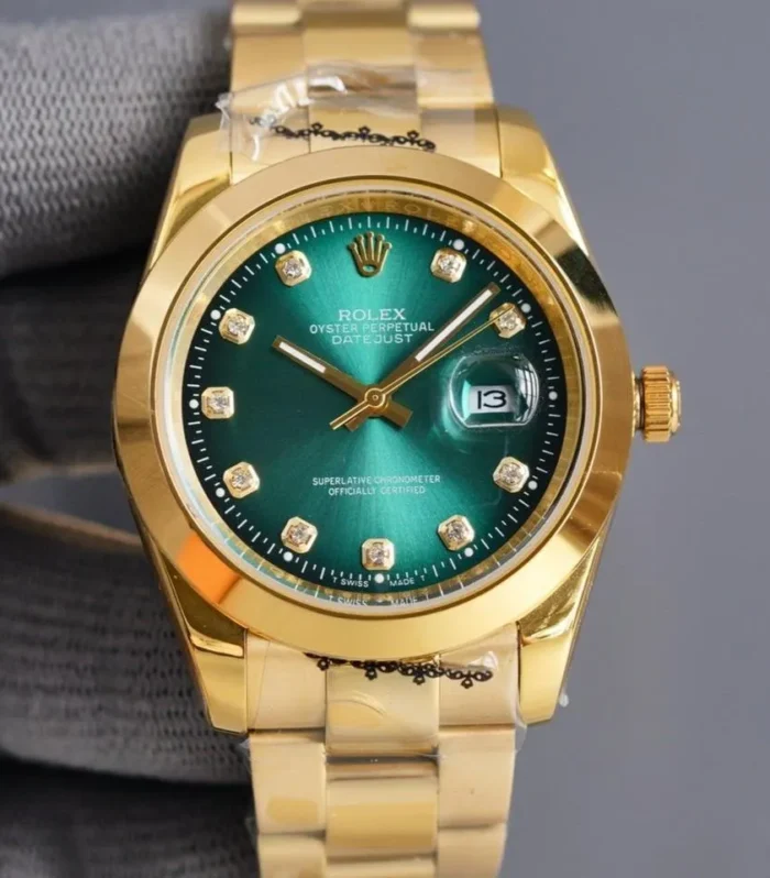 DATEJUST 41MM GOLD SMOOTH BEZEL DIAMOND NUMERALS
