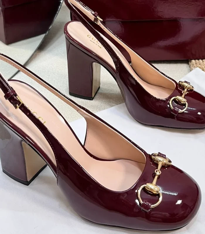 GC Horsebit Slingback 95mm Rosso Ancora red Patent Leather 294593
