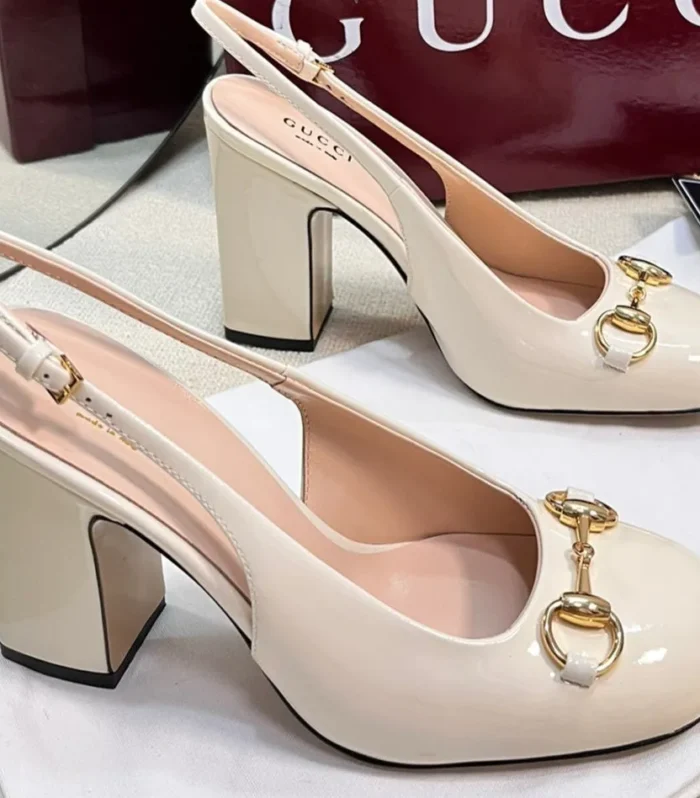 GC Horsebit Slingback 95mm Ivory Patent Leather 294592