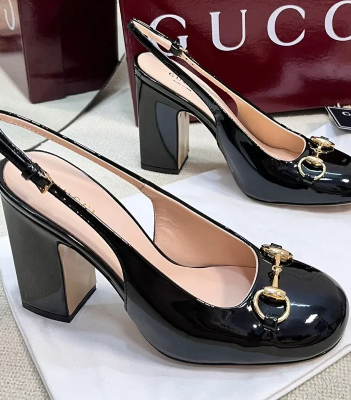 GC Horsebit Slingback 95mm Black Patent Leather 294594