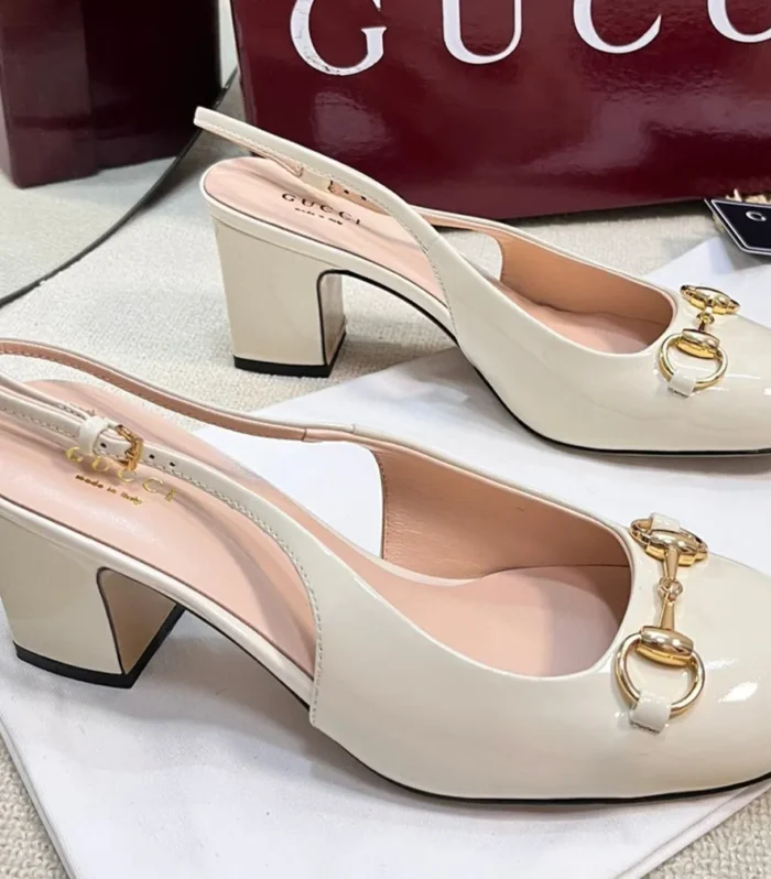 GC Horsebit Slingback 60mm Ivory Patent Leather 294592