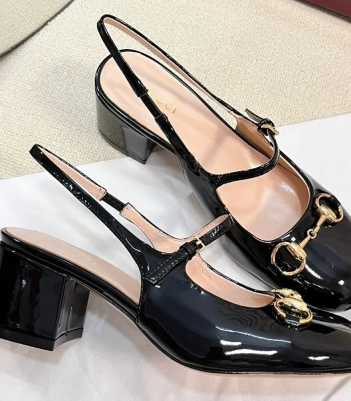 GC Horsebit Slingback 60mm Black Patent Leather 294590