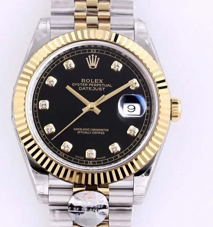 DATEJUST 41 TWO-TONE BLACK DIAL DIAMOND NUMERALS