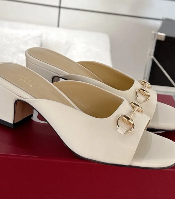 GC Horsebit Slide Ivory Cowhide 292403
