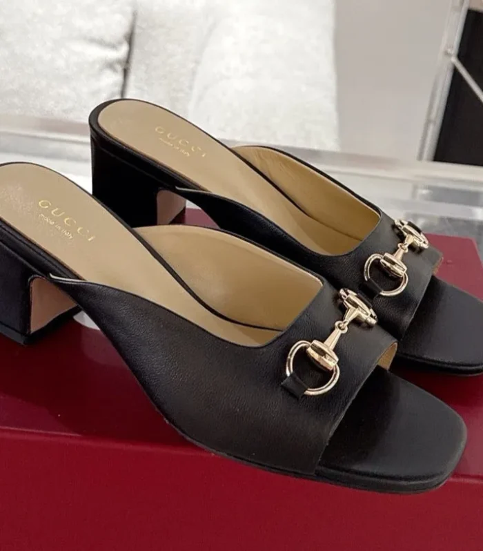 GC Horsebit Slide Black Cowhide 292404