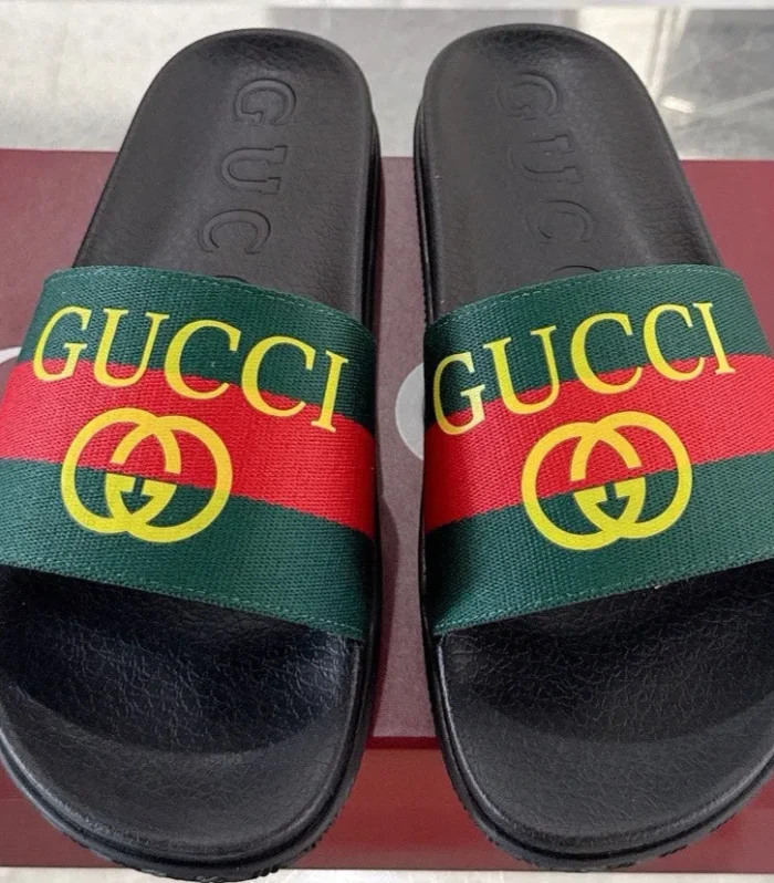 GC GG Slide Sandal Black Green Red Rubebr 292419