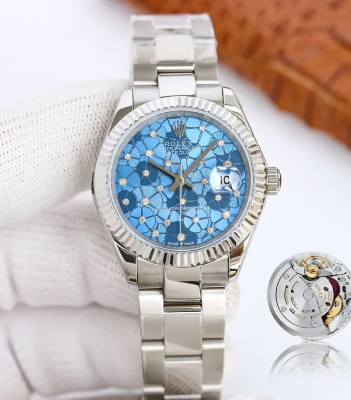 DATEJUST 31 SILVER BLUE FLOWER DIAL