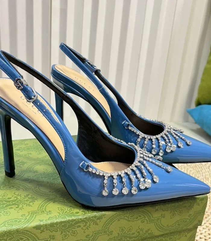 GC Embellished Slingback Blue Patent Leather 294621