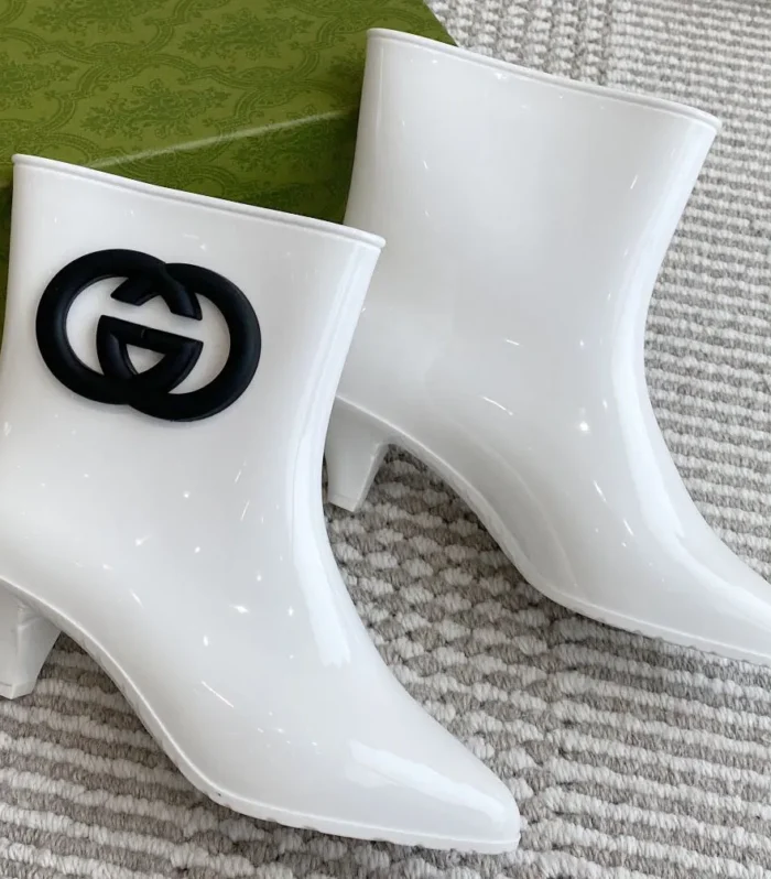 GC Ankle With Interlocking G Boot White Rubber 291026