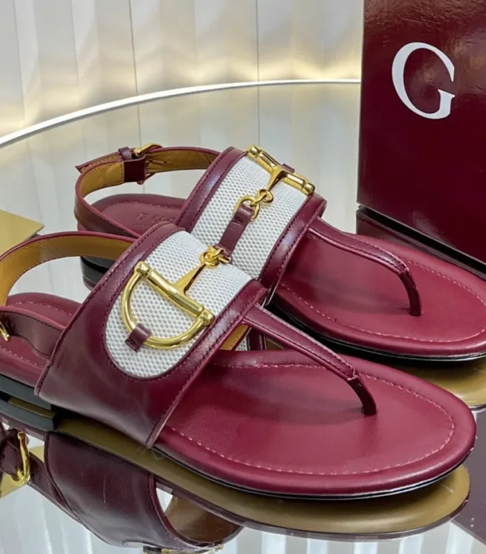 GC 25 Thong Sandal Red Canvas Sheepskin 294669