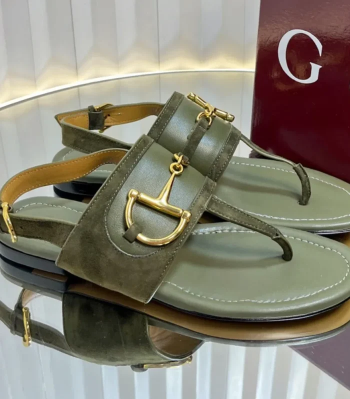 GC 25 Thong Sandal Dark Green Suede Sheepskin 294659