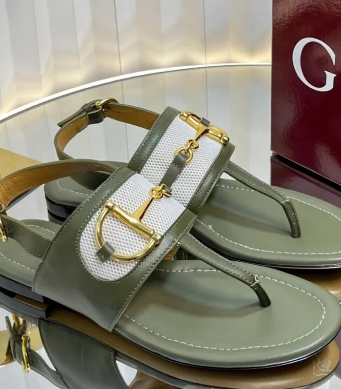 GC 25 Thong Sandal Dark Green Canvas Sheepskin 294671
