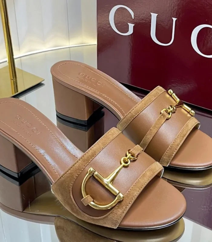 GC 25 Horsebit Sandals 50mm Brown Suede Sheepskin 294654