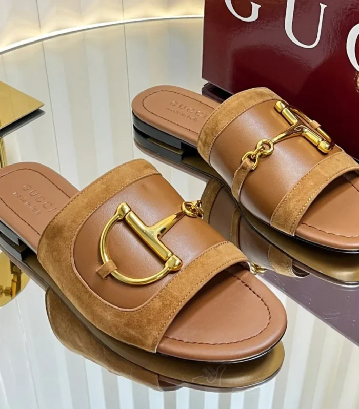 GC 25 Horsebit Sandals 10mm Brown Suede Sheepskin 294650