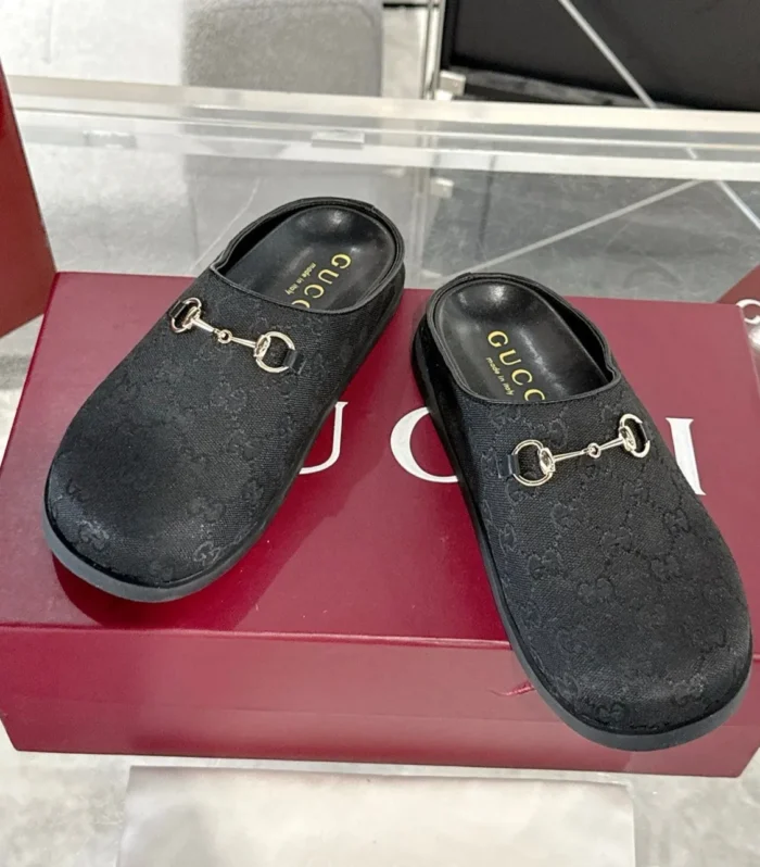 GC 25 Horsebit Mule Black Monogram Canvas