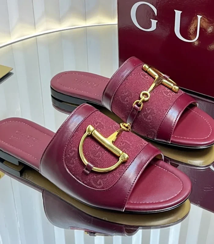 GC 25 Horsebit GG Sandals Red Canvas 294673
