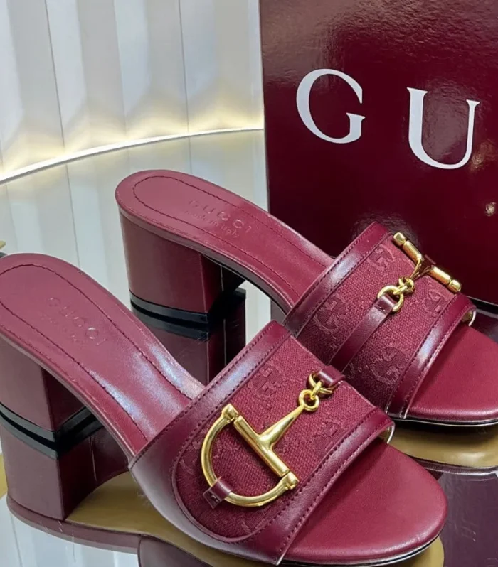 GC 25 Horsebit GG 50mm Sandals Red Canvas 294677