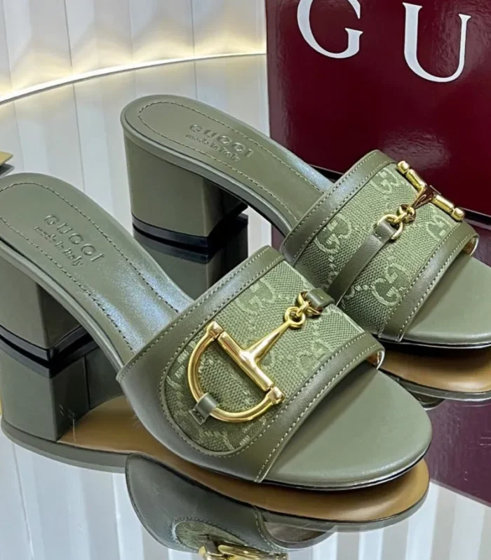 GC 25 Horsebit GG 50mm Sandals Dark Green Canvas 294679