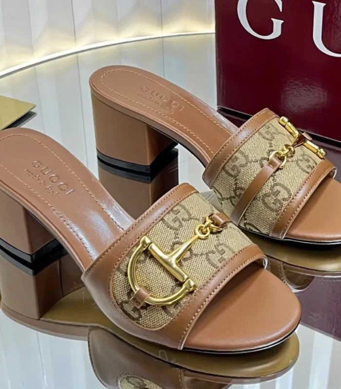 GC 25 Horsebit GG 50mm Sandals Brown Canvas 294678