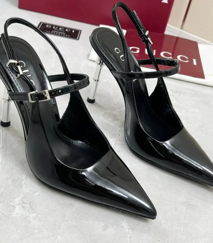 GC 25 Heeled 95mm Slingback Pump Black  Patent Leather 293865