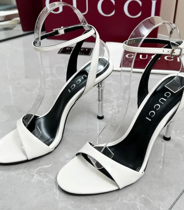 GC 25 Heeled 95mm Sandals White Patent Leather 293860