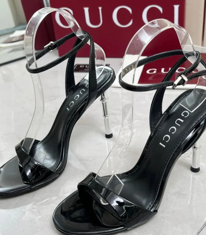 GC 25 Heeled 95mm Sandals Black Patent Leather 293863